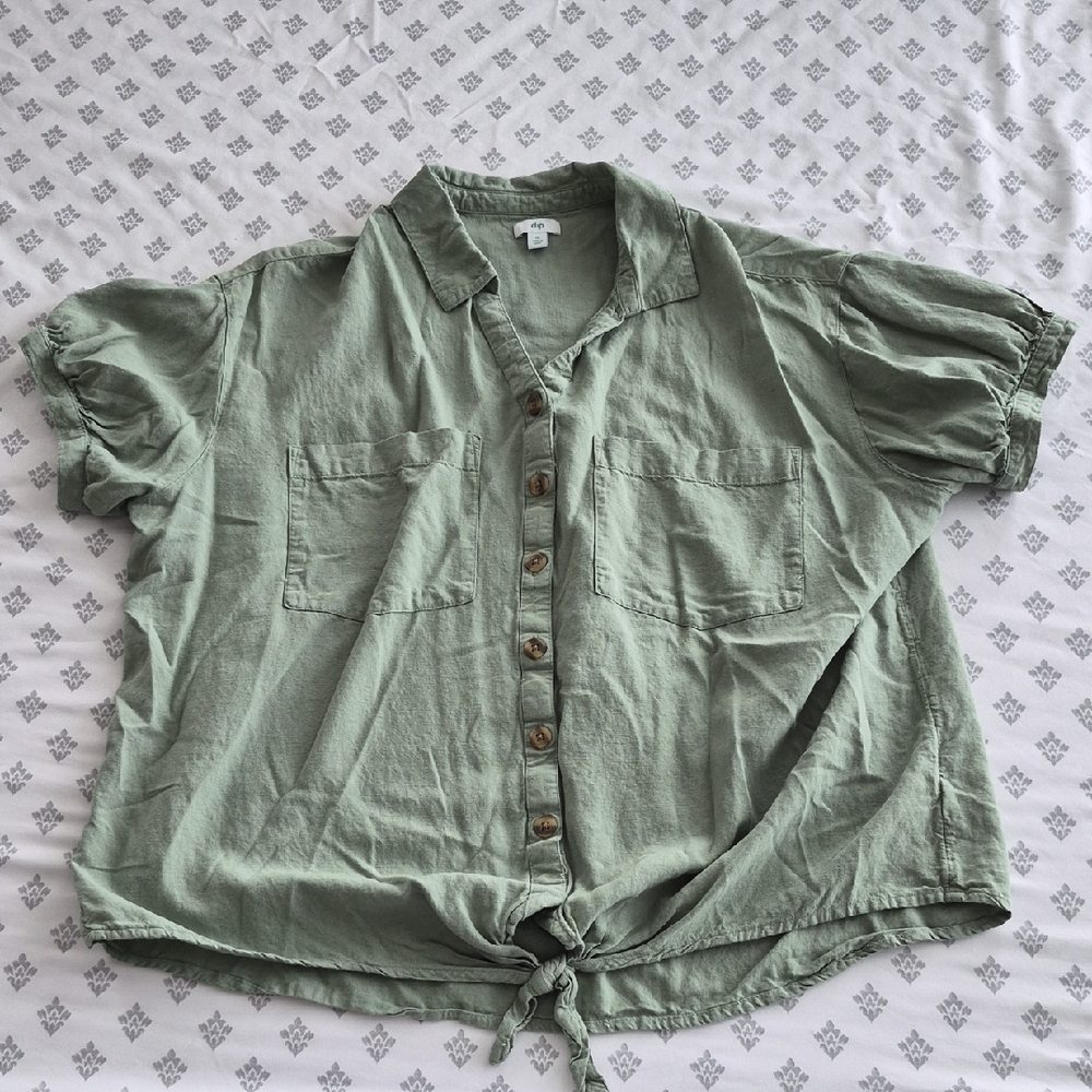 dip Sage Green Button-Down Women's Shirt